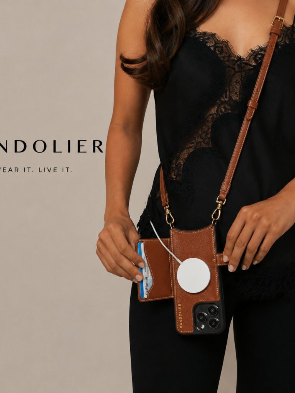 Bandolier Casey MagSafe Charging Crossbody iPhone 14 Pro Max Case Sienna Gold - Picture 6 of 6